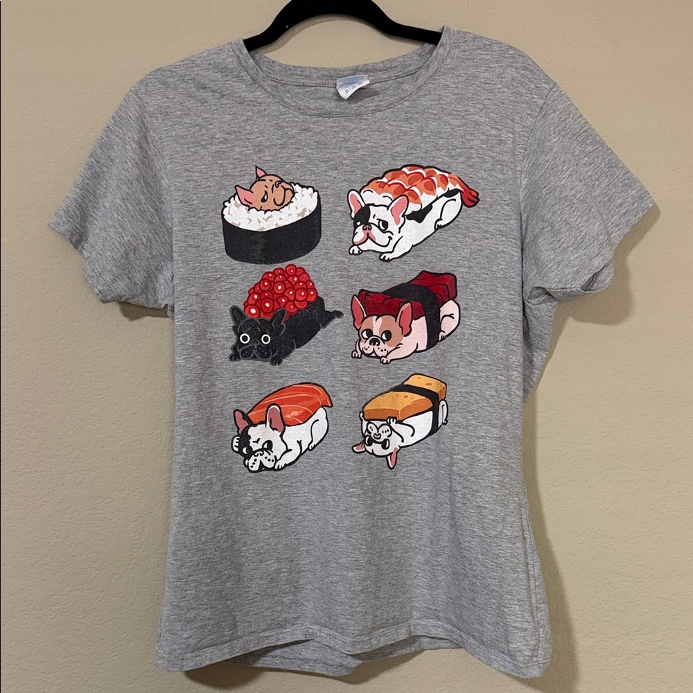 Port & Company Frenchie Sushi Dog Print T-Shirt